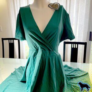 NWT NEW Club L London Green Teal A Line Midi Dress Size 20 Tea Length with Tie